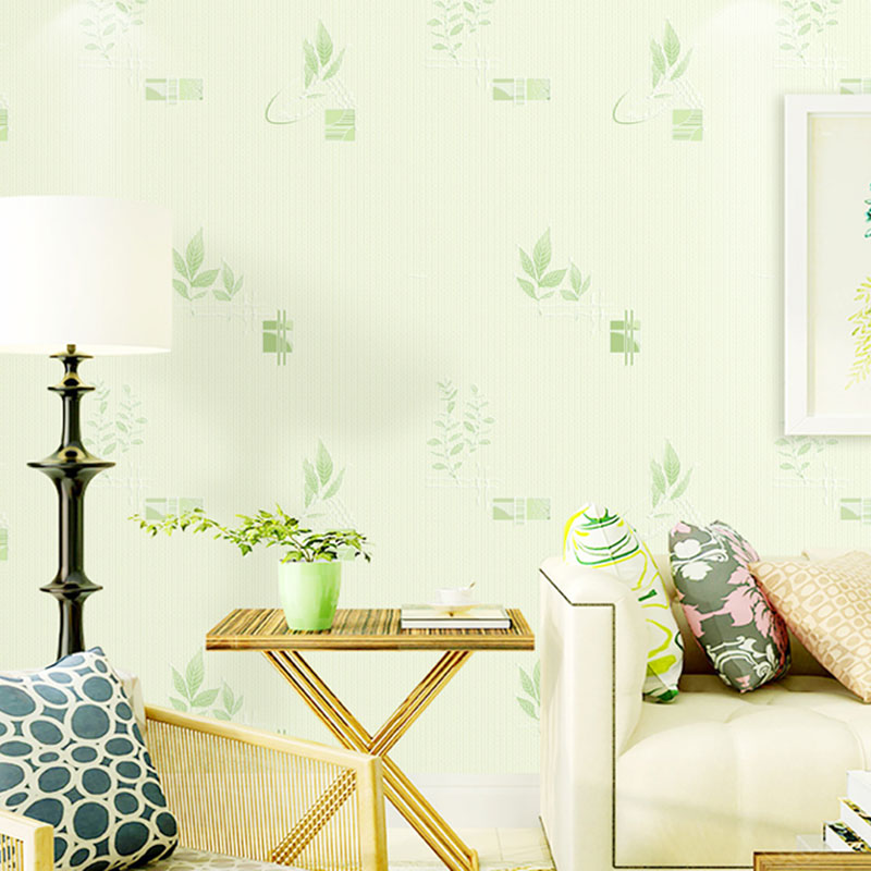 Decorative Grass and Flower Wallpaper Non-Woven Material Nordic Wall Art for Guest Room