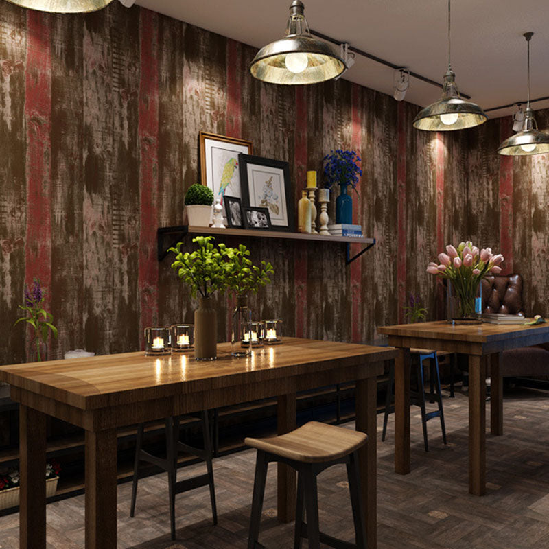 33' x 20.5" Retro Wallpaper Roll Coffee Shop Beachwood Wall Covering in Light Color, Easy to Remove