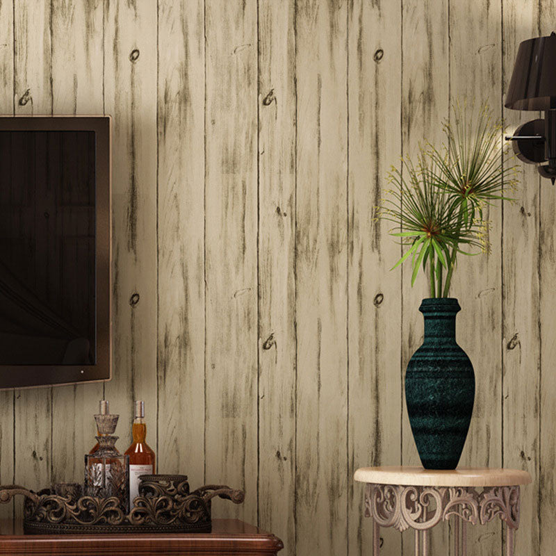 Photography Reclaimed Wood Wallpaper Roll for Living Room in Dark Color, 31-foot x 20.5-inch