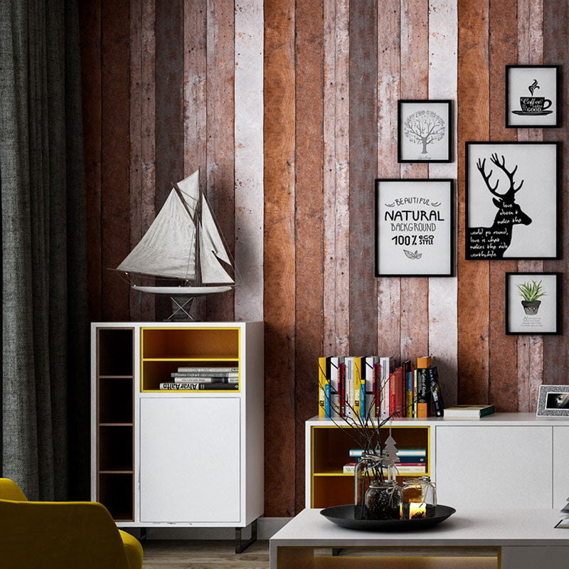 Rouleau de papier peint effet bois 990, couleur neutre, Art mural nostalgique, pour décoration de café