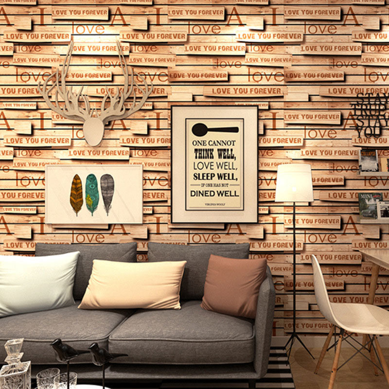Vinyl-Tapetenrolle mit Retro-Buchstaben für Bardekoration, neutrale Farbe, 20,5" x 33'
