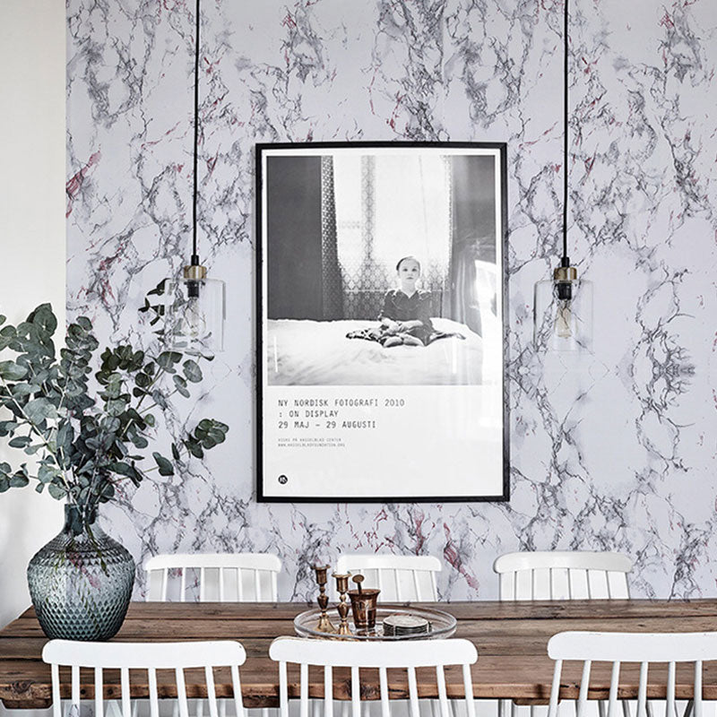 Water-Resistant Marble Effect Wallpaper Vinyl Minimalist Wall Covering for Bathroom Decor, Easy to Remove