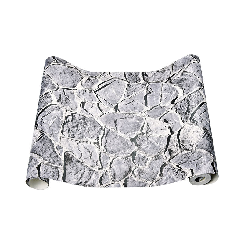 Industrial Wallpaper Roll Neutral Color Stacked Stone Wall Art, Non-Pasted, 20.5-inch x 33-foot