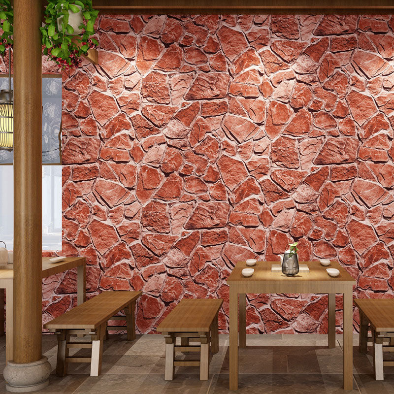 Industrial Wallpaper Roll Neutral Color Stacked Stone Wall Art, Non-Pasted, 20.5-inch x 33-foot