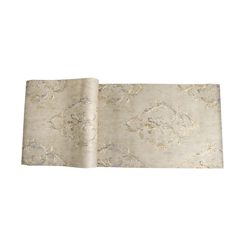 European Damask Design Wall Art for Accent Wall, 57.1 sq ft. Wallpaper Roll in Neutral Color