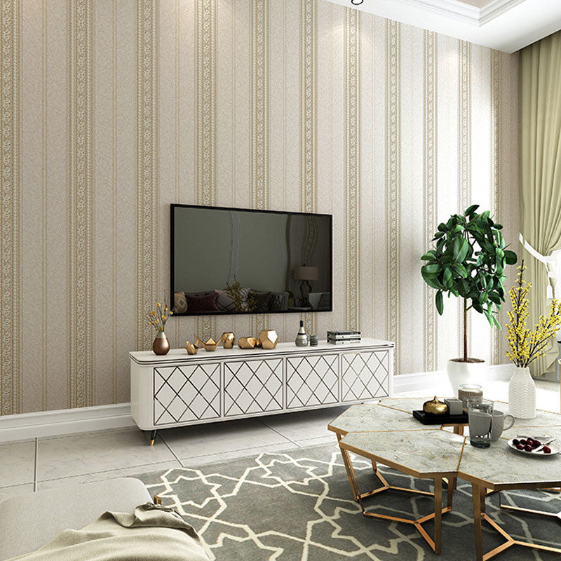 Stain-Resistant Stripe Wall Art Non-Woven Fabric Wallpaper Roll for Living Room, Non-Pasted