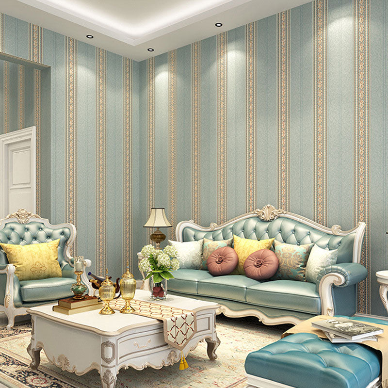 Stain-Resistant Stripe Wall Art Non-Woven Fabric Wallpaper Roll for Living Room, Non-Pasted