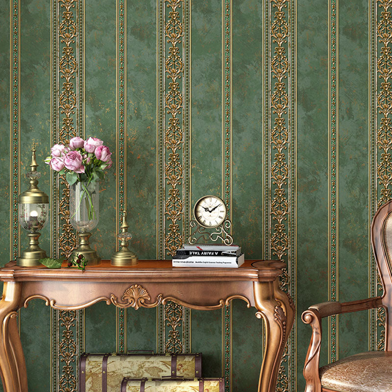 Floral Stripe Wall Covering in Neutral Color Non-Woven Fabric Wallpaper for Accent Wall, 20.5"W x 33'L