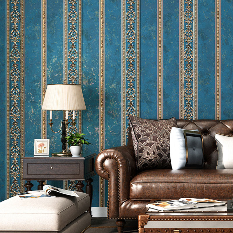 Floral Stripe Wall Covering in Neutral Color Non-Woven Fabric Wallpaper for Accent Wall, 20.5"W x 33'L