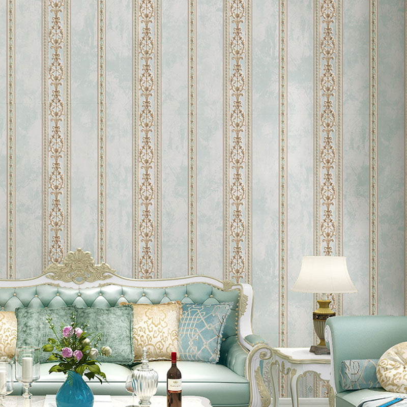 Floral Stripe Wall Covering in Neutral Color Non-Woven Fabric Wallpaper for Accent Wall, 20.5"W x 33'L