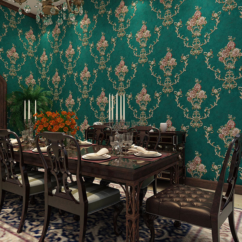Blossoming Flowers Wall Art Non-Pasted Wallpaper Roll for Dining Room Decor, 20.5" by 33'