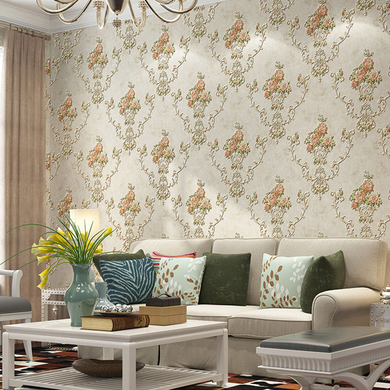 Blossoming Flowers Wall Art Non-Pasted Wallpaper Roll for Dining Room Decor, 20.5" by 33'