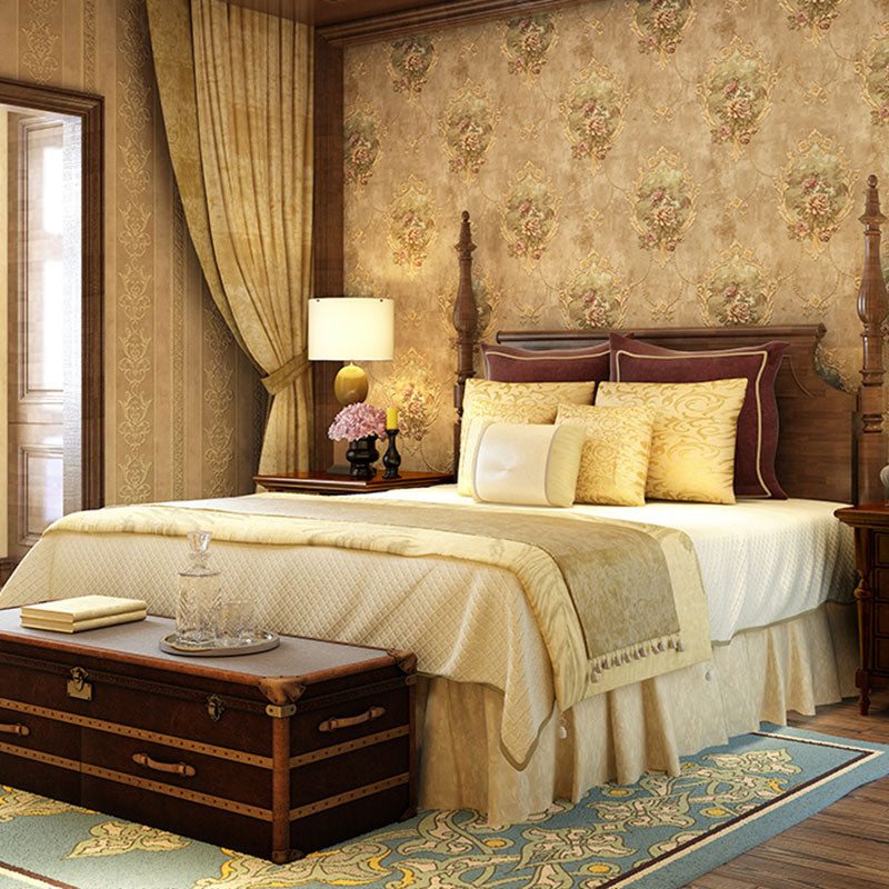 Water-Resistant Damasque Wall Decor 57.1 sq ft. Retro Wallpaper Roll for Guest Room Decoration