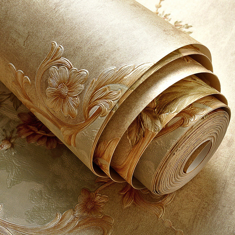 Water-Resistant Damasque Wall Decor 57.1 sq ft. Retro Wallpaper Roll for Guest Room Decoration