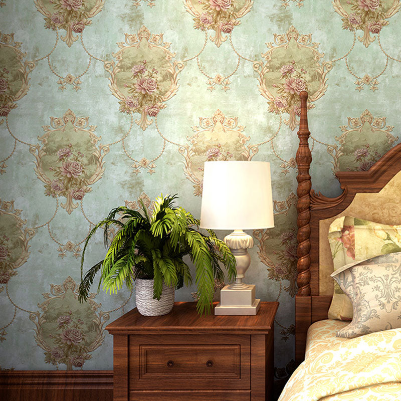 Water-Resistant Damasque Wall Decor 57.1 sq ft. Retro Wallpaper Roll for Guest Room Decoration