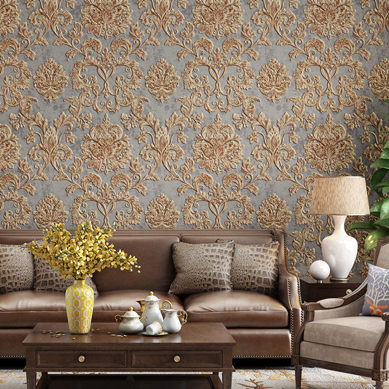 Embossed Damask Design Wall Art Bedroom Decorative European Wallpaper Roll, 20.5"W x 33'L