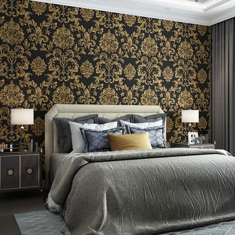Embossed Damask Design Wall Art Bedroom Decorative European Wallpaper Roll, 20.5"W x 33'L