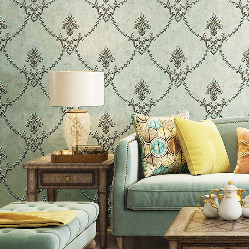 Retro Damask Design Wall Covering for Accent Wall, Pastel Color, 20.5-inch x 33-foot