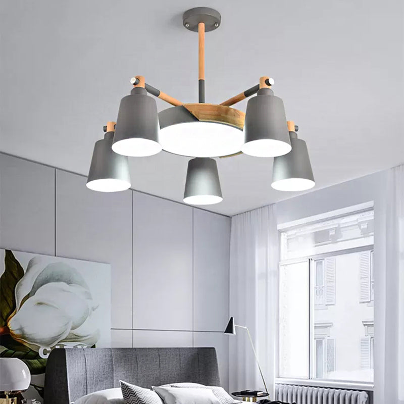 Metal Bell Hanging Light Office Restaurant Nordic Style Chandelier in Grey Finish