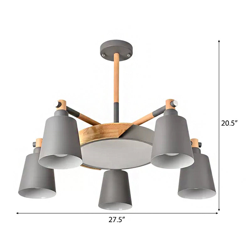 Metal Bell Hanging Light Office Restaurant Nordic Style Chandelier in Grey Finish