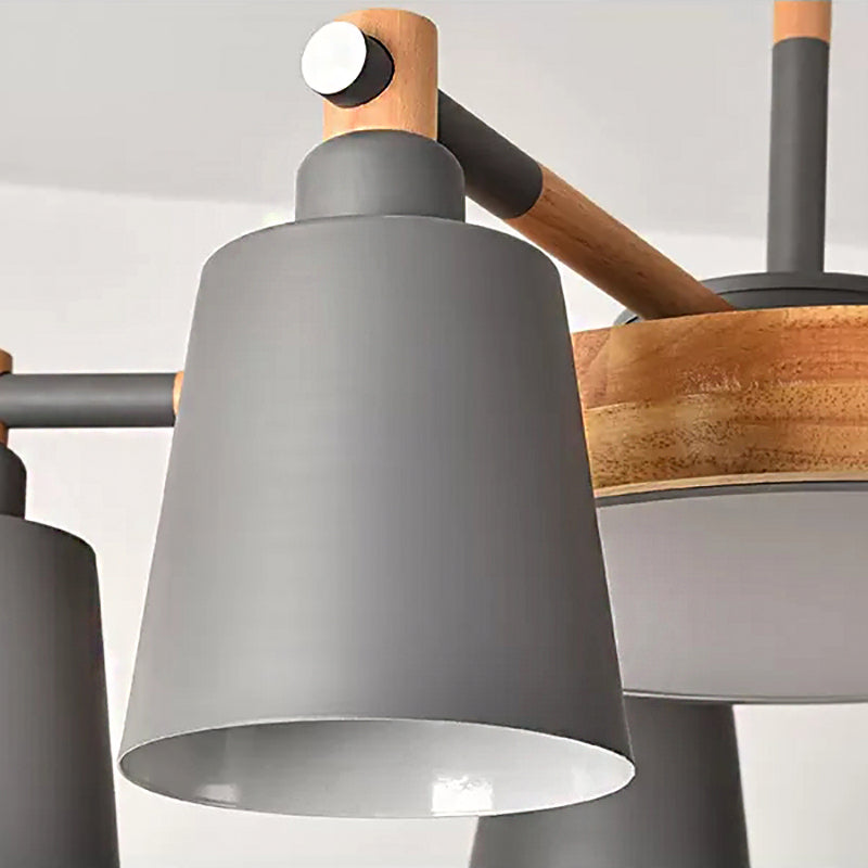 Metal Bell Hanging Light Office Restaurant Nordic Style Chandelier in Grey Finish