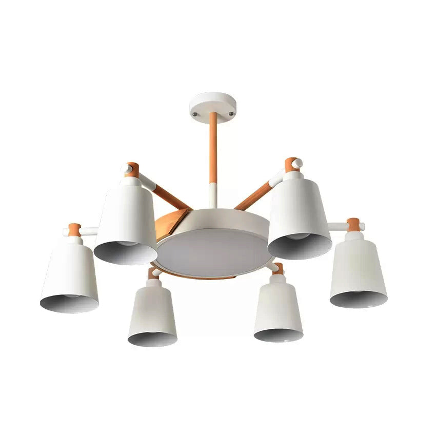 Nordic Stylish Bucket Hanging Light Metal 7 Heads White Chandelier for Bedroom