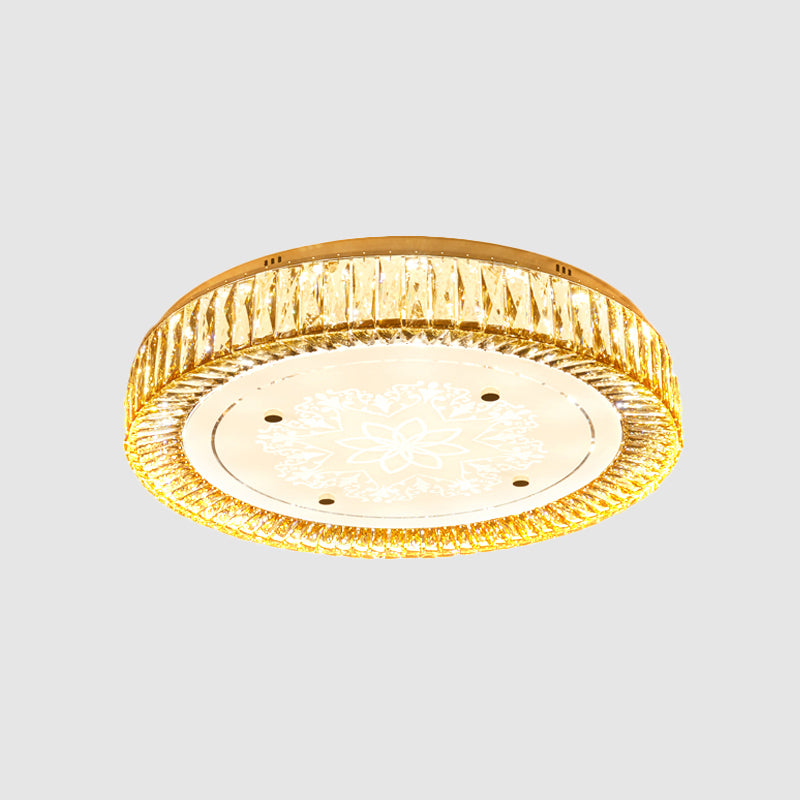 Drum Bedroom Flush Mount Light Clear K9 Crystal LED Modernist Flush Ceiling Lamp in Chrome