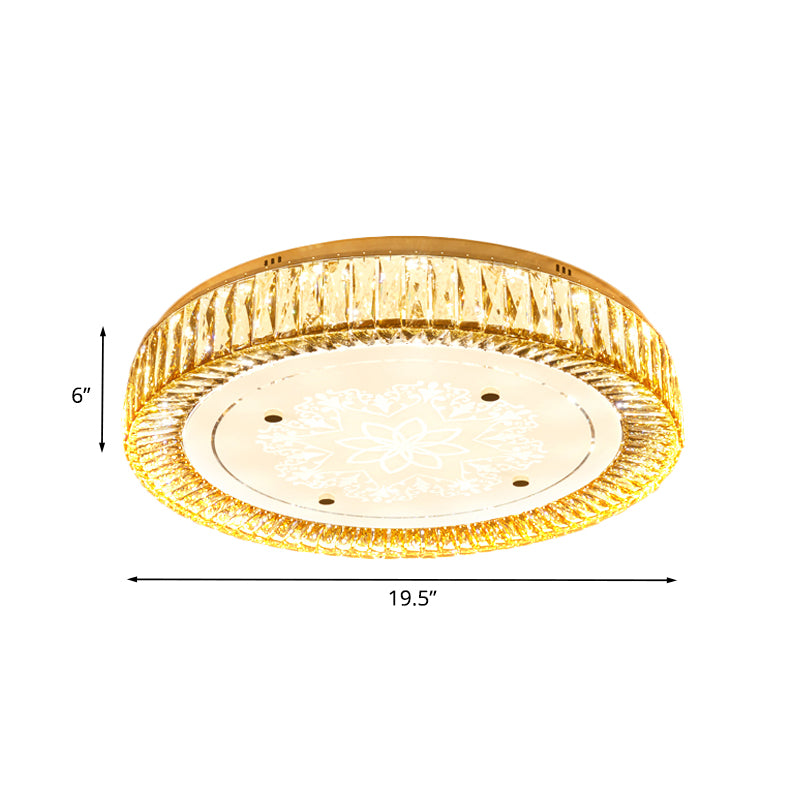 Drum Bedroom Flush Mount Light Clear K9 Crystal LED Modernist Flush Ceiling Lamp in Chrome