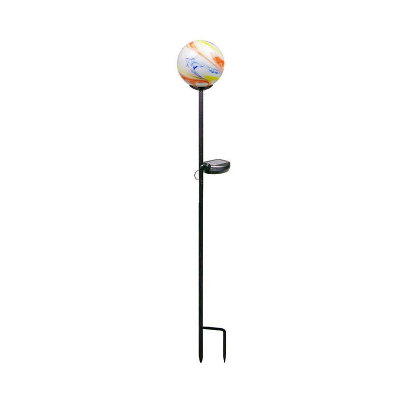 Modern Flamingo/Globe Solar Ground Light White and Orange/Pink Hand Blown Glass Patio LED Stake Lighting