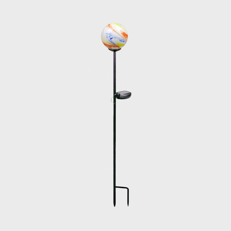 Modern Flamingo/Globe Solar Ground Light White and Orange/Pink Hand Blown Glass Patio LED Stake Lighting