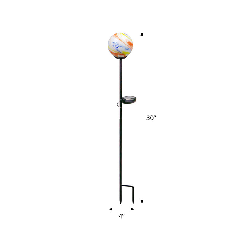 Modern Flamingo/Globe Solar Ground Light White and Orange/Pink Hand Blown Glass Patio LED Stake Lighting