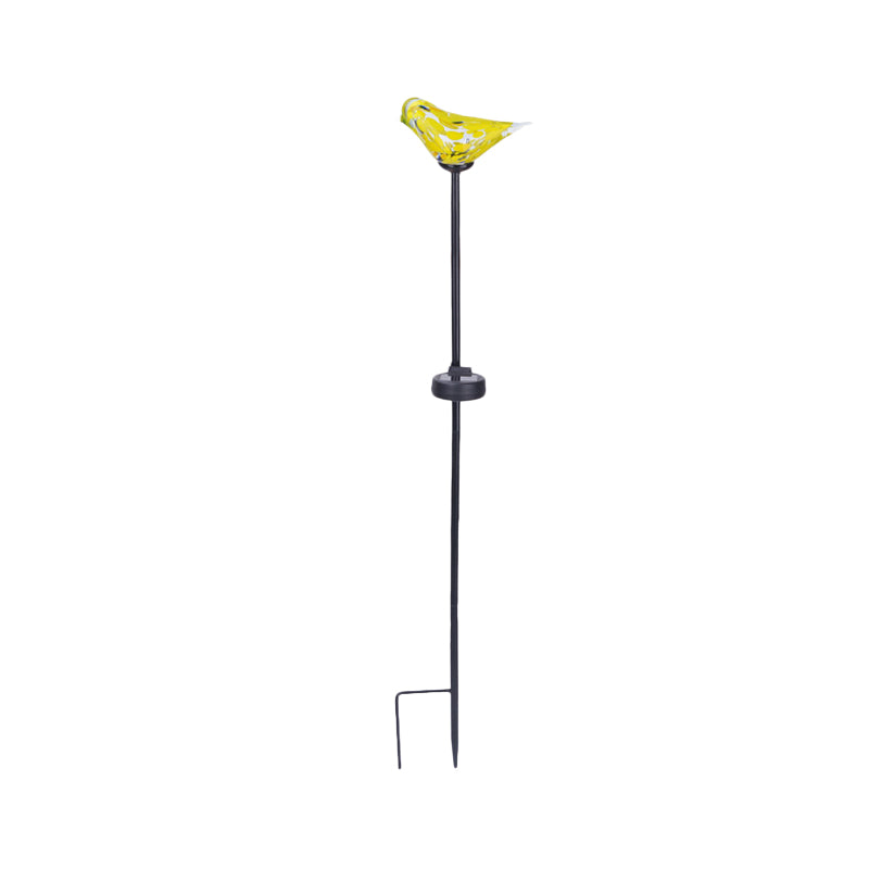 Bird Garden Decoration Stake Lamp Blue/Yellow/Orange Glass Modernist LED Solar Path Light in Black