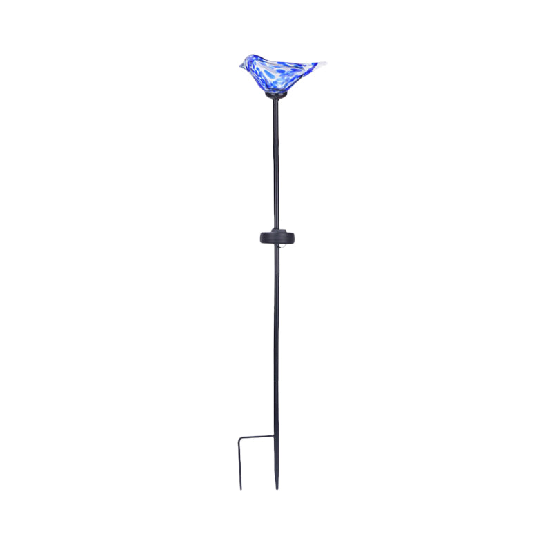 Bird Garden Decoration Stake Lamp Blue/Yellow/Orange Glass Modernist LED Solar Path Light in Black