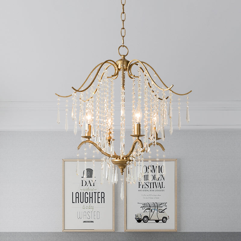Candlestick Restaurant Affermazione del lampadario Modernismo sospeso Crystal Droplet 3/4 Light Aione d'oro