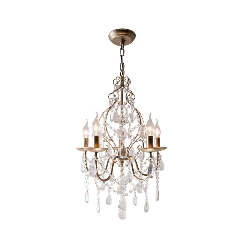 Éclairage en suspension du bougeoir d'origine 5-Light Draping Crystal Ball Chandelier Light in Gold