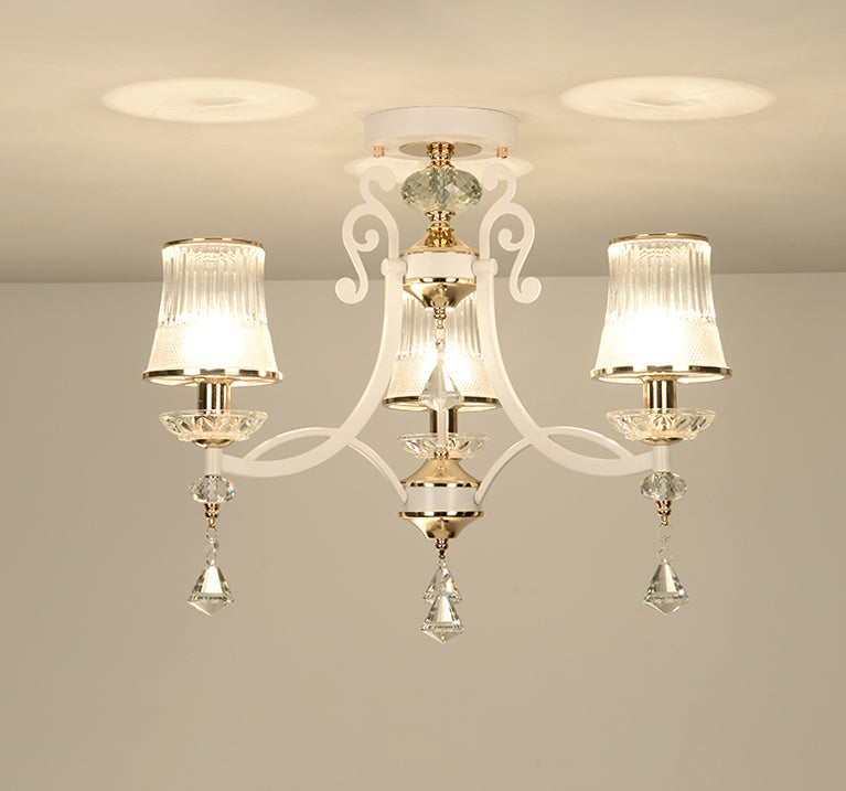 Wirbelnde bewaffnete Küchenanhänger Kronleuchter minimalistischer Kristall Regentrop 3 Lichter Schwarz/Weiß -Federung mit Schatten