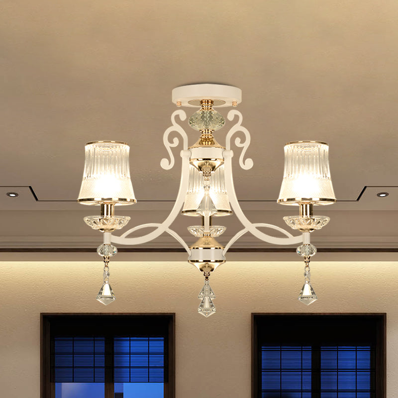 Wirbelnde bewaffnete Küchenanhänger Kronleuchter minimalistischer Kristall Regentrop 3 Lichter Schwarz/Weiß -Federung mit Schatten