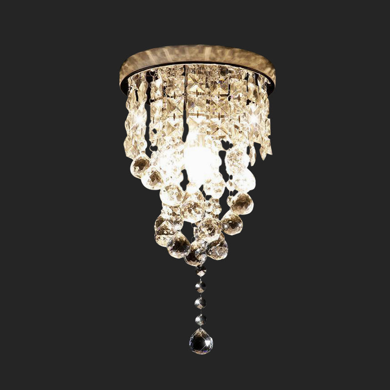1-Light Flush Mount Light Befestigung Modernism Zylindrische Facettiert Crystal Final Close to Deckenleuchte