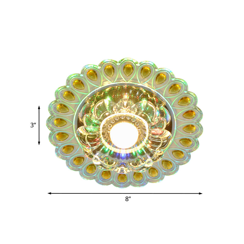 LED Flush Mounted Ceiling Light Nordic Blossoms Faceted Clear Glass Lighting Fixture for Corridor