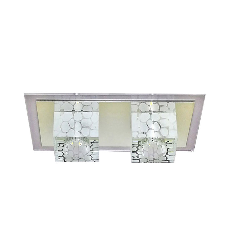 LED Faceted Clear Glass Ceiling Flush Nordic Cubic Living Room Flush-Mount Light Fixture