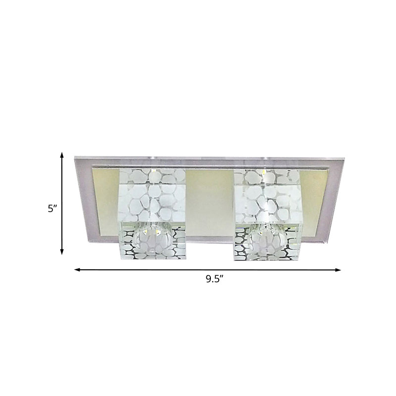 LED Faceted Clear Glass Ceiling Flush Nordic Cubic Living Room Flush-Mount Light Fixture