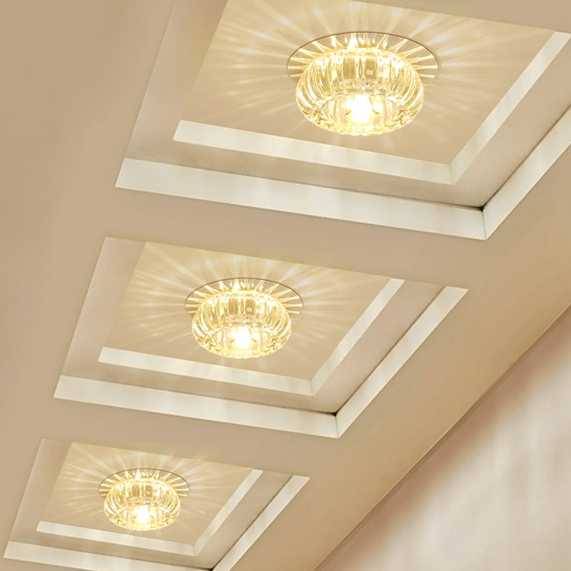Bowl Balcón Flush mount Spotlight Fashion clear prismatic Optical Crystal LED Close to Ceiling