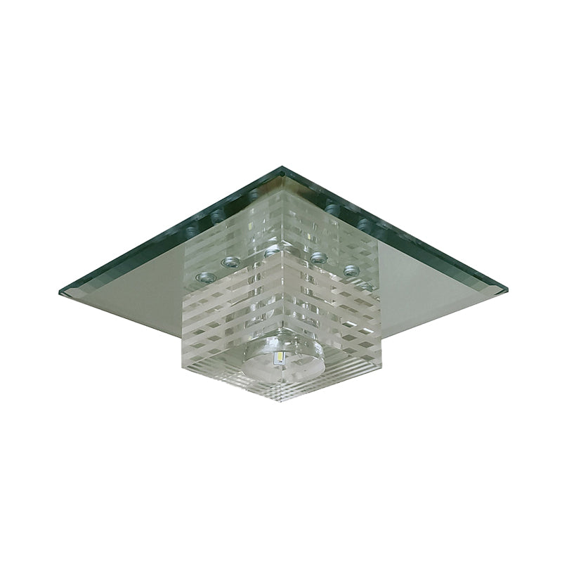 Beveled Clear Crystal Flushmount Lighting Cubic LED Modern Close to Ceiling Lighting Fixture