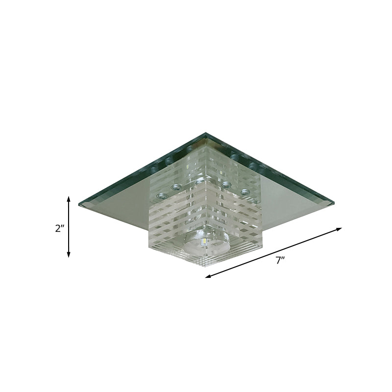 Beveled Clear Crystal Flushmount Lighting Cubic LED Modern Close to Ceiling Lighting Fixture