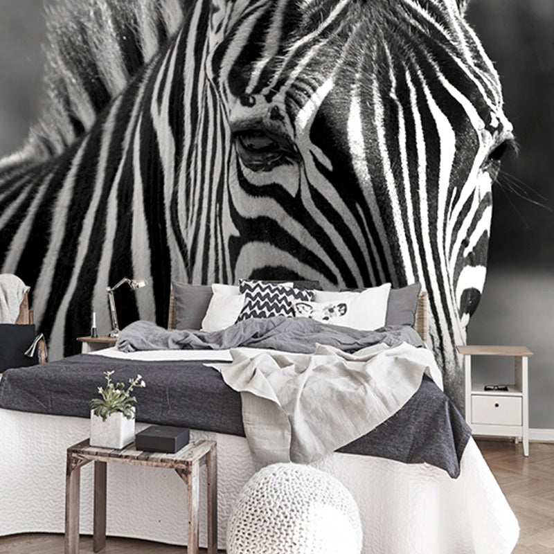 Zebra Mural Wallpaper Black and White Minimalist Wall Art for Living Room