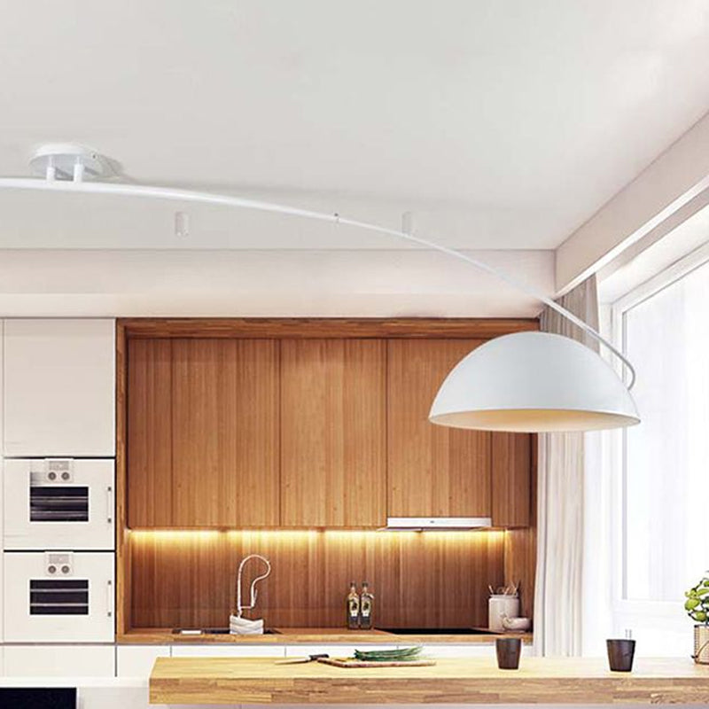 Black / White Dome Shade Plafond Lampe moderne STYLE 1 METTRE METAL LEIL METH AVEC avec conception de canne à pêche