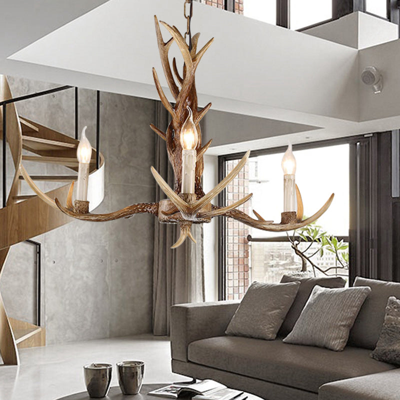 3/6/8 Luces Accesorios de iluminación de lámparas Antiguas Candelabra Resina colgante Luz en Beige para sala de estar