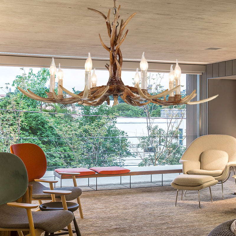 3/6/8 Luces Accesorios de iluminación de lámparas Antiguas Candelabra Resina colgante Luz en Beige para sala de estar