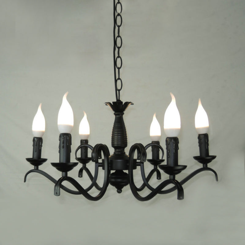 Chandelle à 2 niveaux Chandelier Métal traditionnel Métal 3/5/6 Bulbes Black Finition plafond Light
