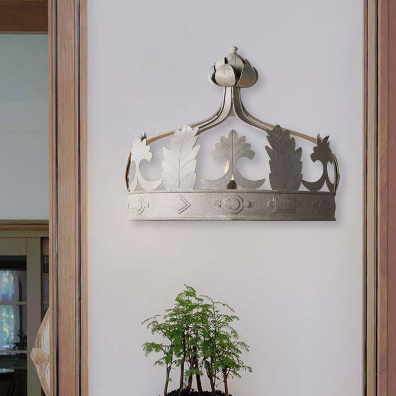 Kronenschlafzimmer Wand montiertes Licht Vintage Metall 3 Lichter Grau/Gold Wandleuchte Beleuchtung